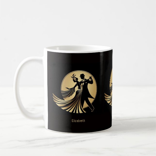 Caneca De Café Art Deco Gatsby Roaring 20s Prohibition Gift Name (Esquerda)