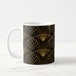 Caneca De Café Art Deco Glamor: Ventilador Ouro.