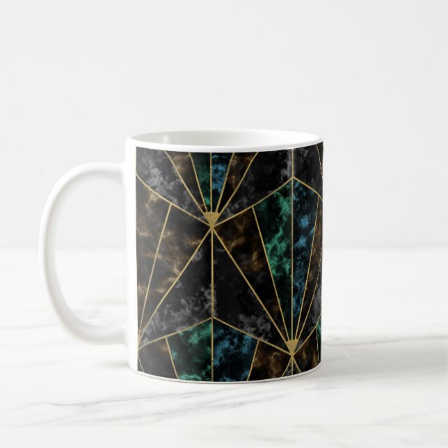 Caneca De Café Art Deco Marble: Malachite Luxury (Esquerda)