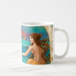Caneca De Café Art Deco Mermaid e Octopus Mug