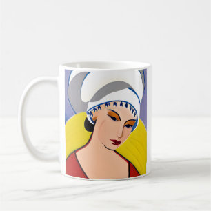 Caneca De Café Art Deco Modern Lady in a Turban