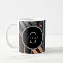 Caneca De Café Art Deco Monogram Circle Name Design
