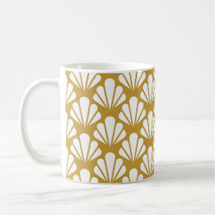Caneca De Café Art Deco, padrão floral geométrico sem costura.