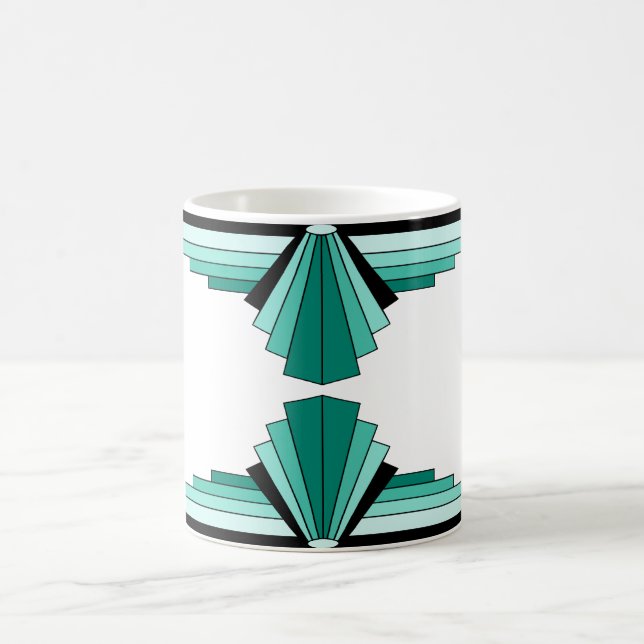 Caneca De Café Art Deco Patterin in Greens Coffee Mug (Centro)