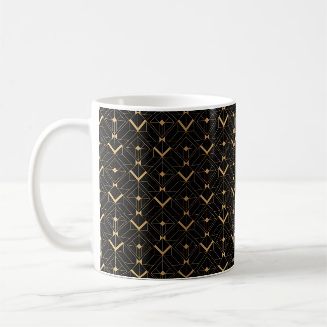 Caneca De Café Art Deco Pattern. Serralheiro preto sem costura e  (Esquerda)