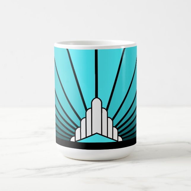 Caneca De Café Art deco sun em aqua Mug (Centro)