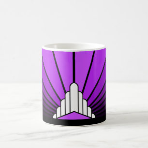 Caneca De Café Art deco sun em roxo