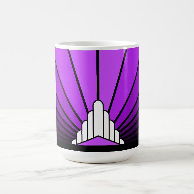 Caneca De Café Art deco sun em roxo Mug (Centro)