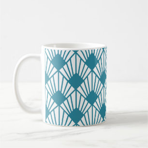 Caneca De Café Art Deco Teal Fans