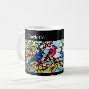 Caneca De Café Art Deco Vidro Escondido Pássaros Personalizados