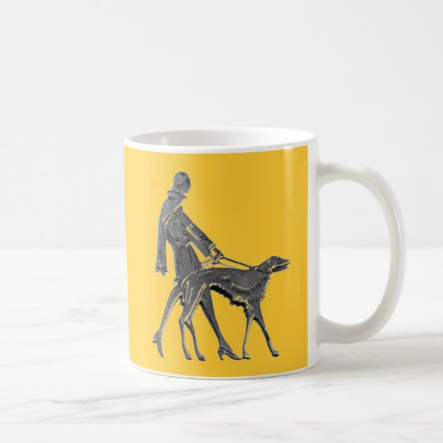 Caneca De Café Art Deco Woman and Dog (Direita)