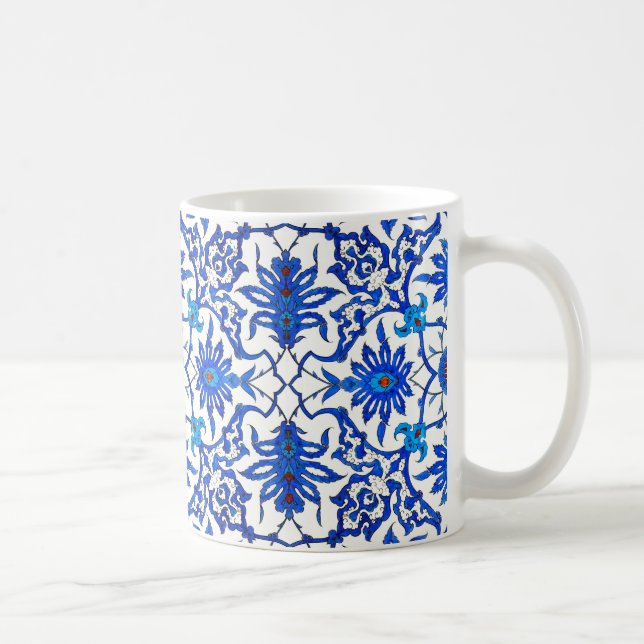 Caneca De Café Art Nouveau Azulejo Chinês - Cobalto Azul e Branco (Direita)