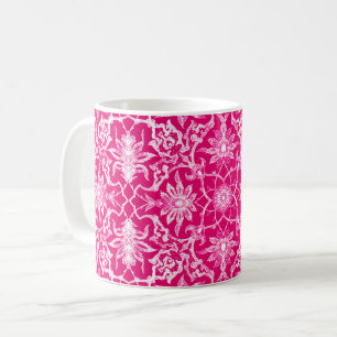 Caneca De Café Art Nouveau Azulejo Chinês - Fuchsia Rosa