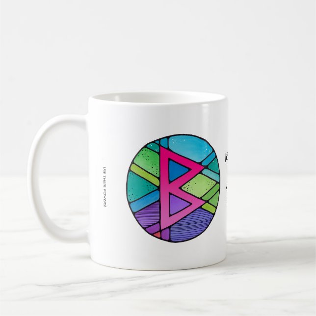 Caneca De Café Art Nouveau Berkano Rune Mug - MÃE EARTH! (Esquerda)