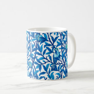 Caneca De Café Art Nouveau Bird and Pomegranate, Cobalt Blue