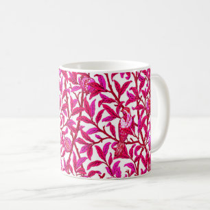 Caneca De Café Art Nouveau Bird e Pomegranato, Fuchsia Pink Co