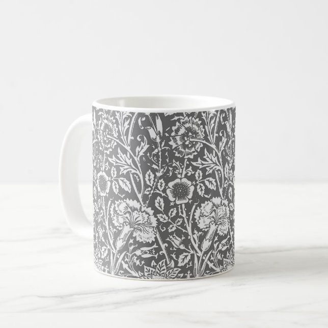 Caneca De Café Art Nouveau Carnação Damask, Cinza/Cinza (Frente Esquerda)