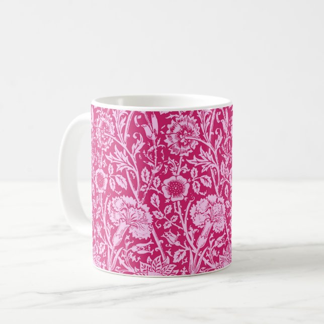 Caneca De Café Art Nouveau Carnação Damask, Fuchsia Rosa (Frente Esquerda)