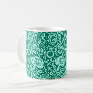 Caneca De Café Art Nouveau Carnação Damask, Turquoise e Aqua