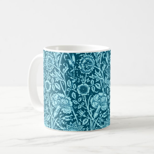 Caneca De Café Art Nouveau Carnação, Indigo e Sky Blue (Frente Esquerda)