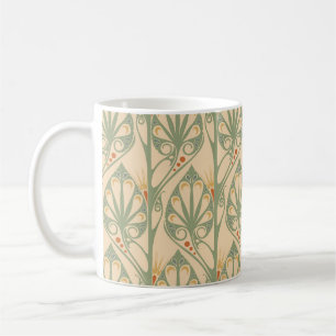 Caneca De Café Art Nouveau, Design de Papel de Parede Retro.