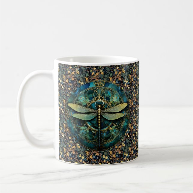 Caneca De Café Art Nouveau Dragonfly on Ivy Coffee Mug (Esquerda)