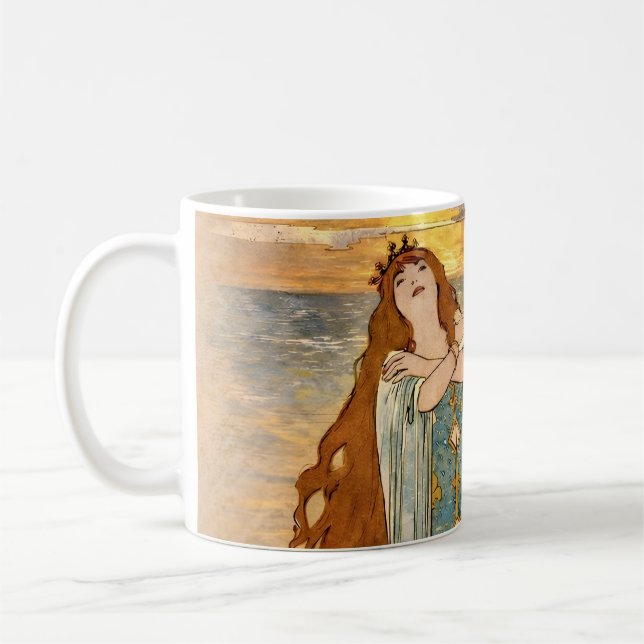 Caneca De Café Art Nouveau Elsa Lohengrin Poster with Swans  (Esquerda)