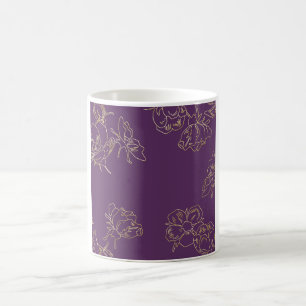 Caneca De Café Art Nouveau Flores Douradas
