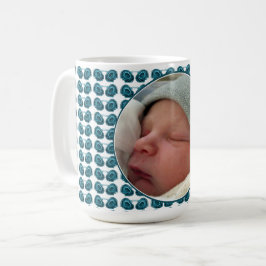 Caneca De Café Art Nouveau Flores em Azul