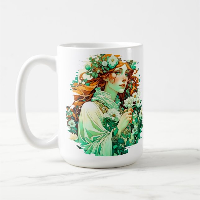 Caneca De Café Art Nouveau Imbolc Celtic Primavera (Esquerda)