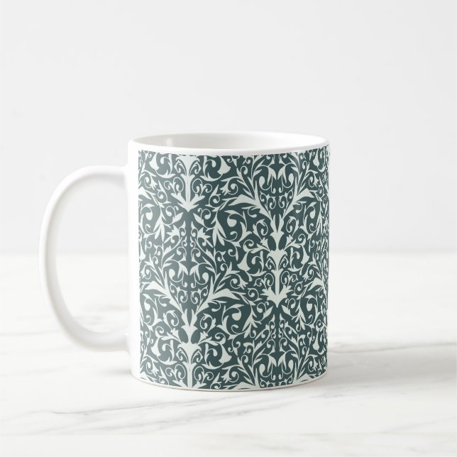 Caneca De Café Art Nouveau Inspired Florals Mug - Green (Esquerda)