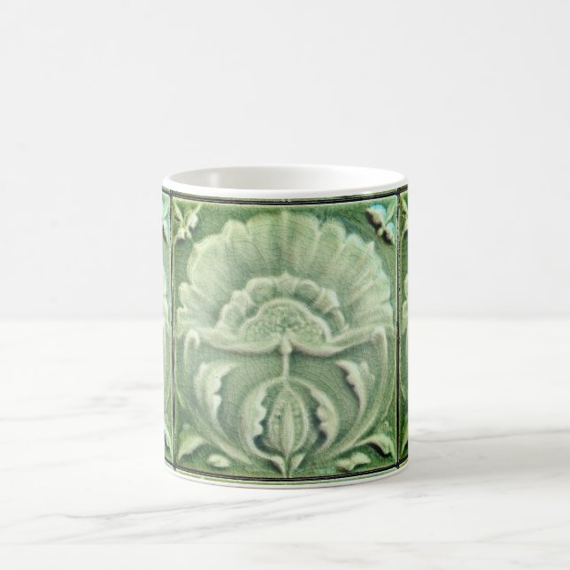 Caneca De Café Art nouveau jugendstil azulejo verde (Centro)