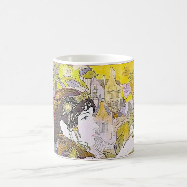 Caneca De Café Art Nouveau Lady (Centro)
