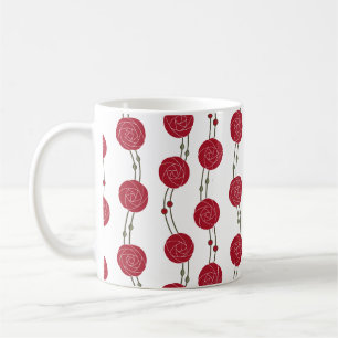 Caneca De Café Art Nouveau Mackintosh Listras de Rosa Vermelha
