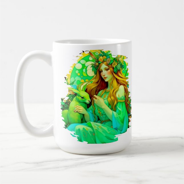 Caneca De Café Art Nouveau Ostara Celtic Primavera (Esquerda)
