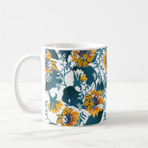 Caneca De Café Art Nouveau, padrão floral.
