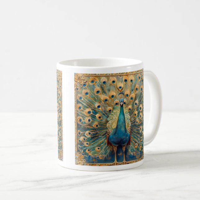 Caneca De Café Art Nouveau Peacock (Frente Esquerda)