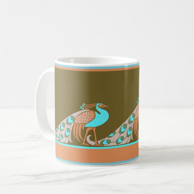 Caneca De Café Art Nouveau Peacocks Coffee Mug (Frente Esquerda)