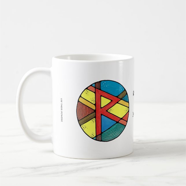 Caneca De Café Art Nouveau Raidho Rune Mug - BALANCE! (Esquerda)
