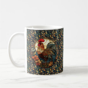 Caneca De Café Art Nouveau Rooster sobre Ivy Coffee Mug