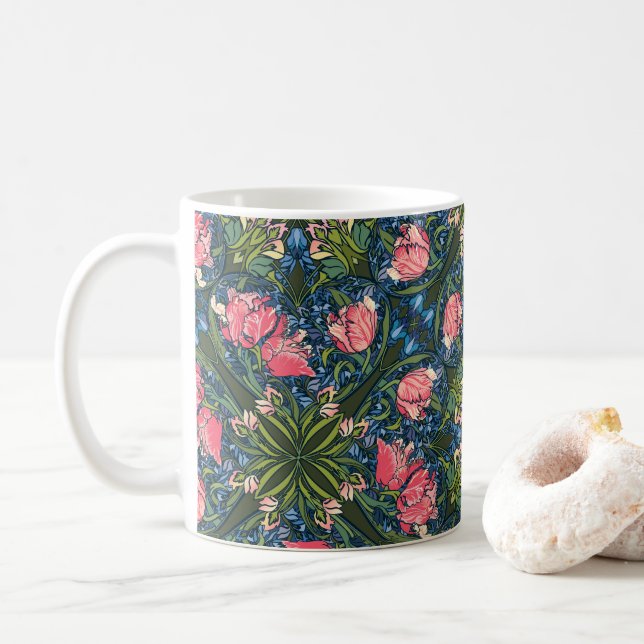 Caneca De Café Art Nouveau Tulip Garden Colorido (Com Donut)