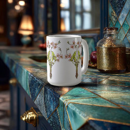 Caneca De Café Art Nouveau Whimsical Blooms