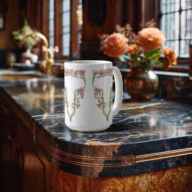 Caneca De Café Art Nouveau Whimsical Blooms (Criador carregado)