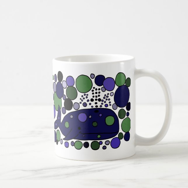 Caneca De Café Arte abstracta azul artística da baleia de esperma (Direita)