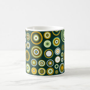 Caneca De Café Arte abstracta verde e branca do vintage do anos