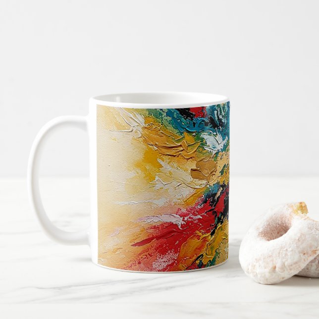 Caneca De Café Arte Abstracto Colorido (Com Donut)