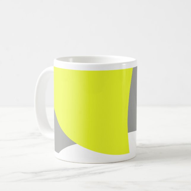 Caneca De Café Arte abstrata Amarelo Cinza Branco (Frente Esquerda)