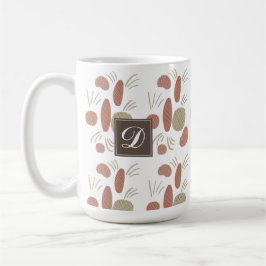 Caneca De Café Arte Abstrata Boho Orgânica em Pedra Cores Naturai
