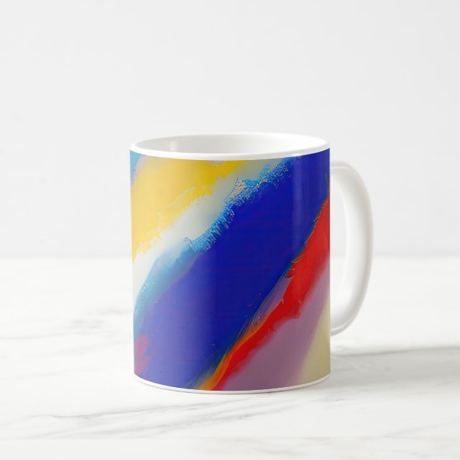 Caneca De Café Arte abstrata "Cascata Azur" (Frente Esquerda)