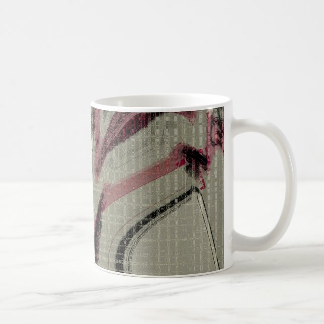 Caneca De Café Arte abstrata cinza e vermelha (Direita)